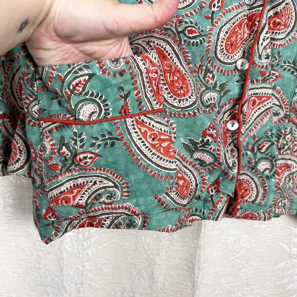 The Fox and the Mermaid Venice paisley print pajama top buttoned loungewear - Picture 3 of 7